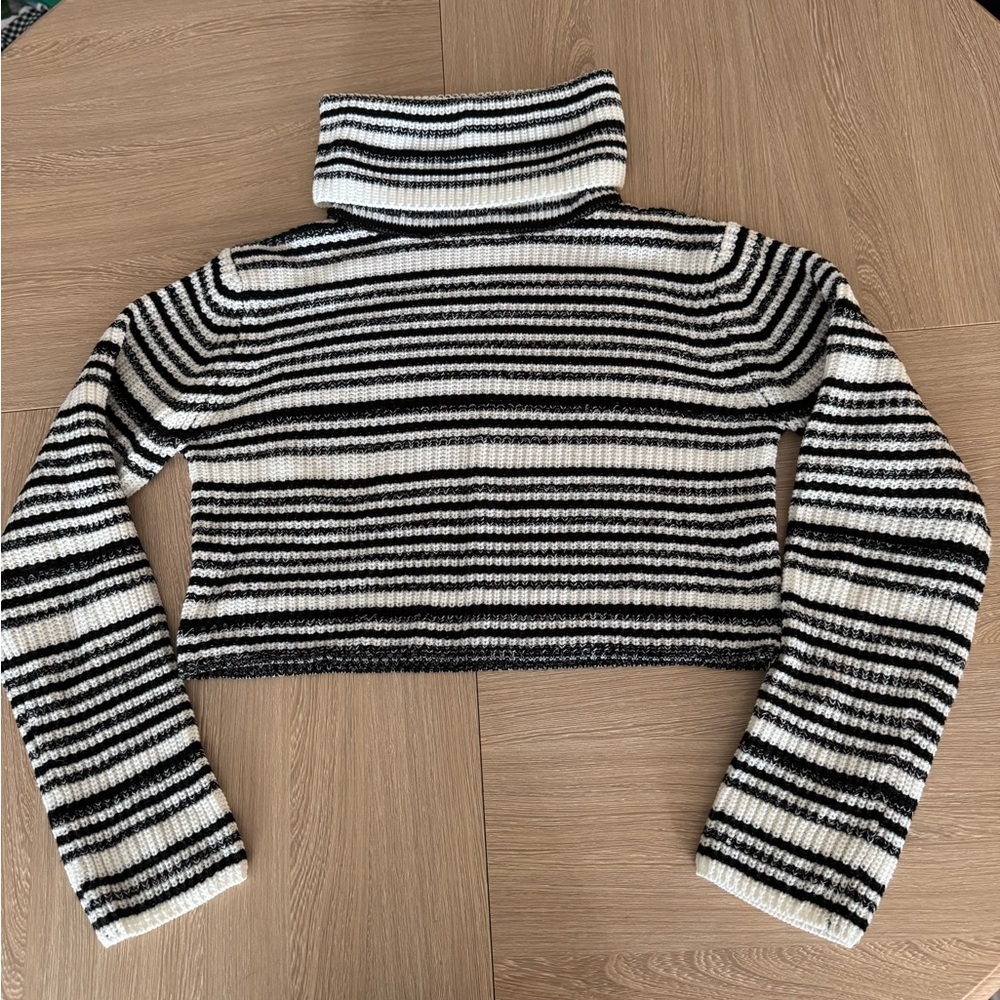 Hello Molly Black and White Striped Turtleneck Sweater